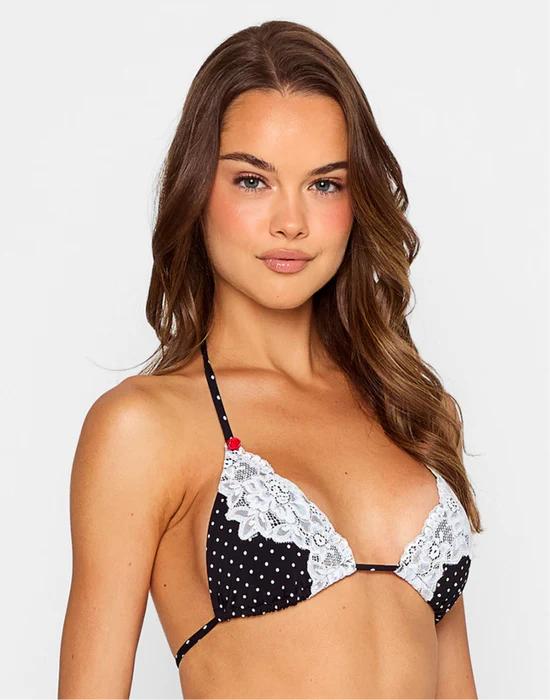 Black White Dot Gigi Triangle Top - Image 3