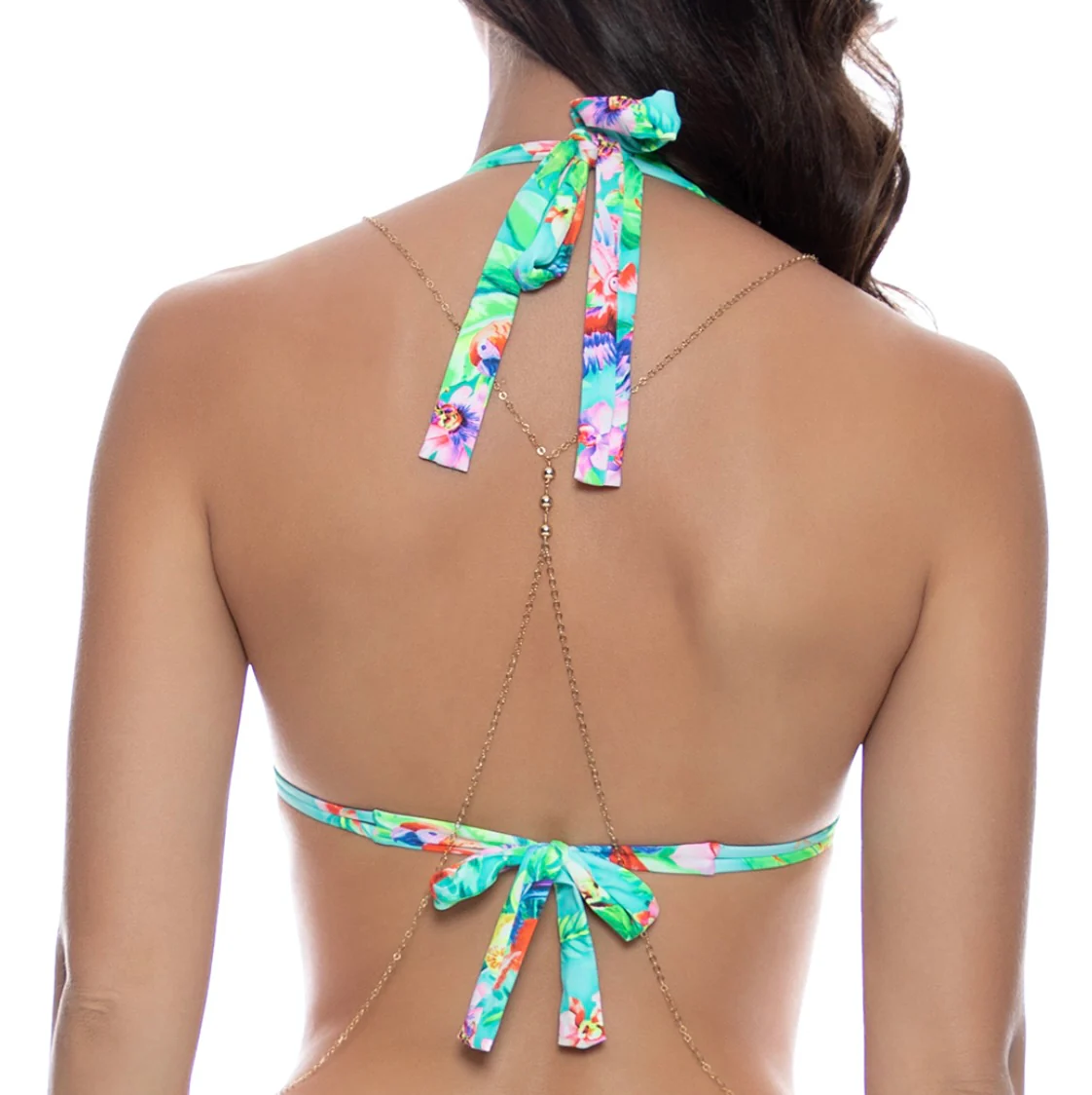 Multicolor Caribbean Fantasy Wavy Triangle Halter Top - Image 2