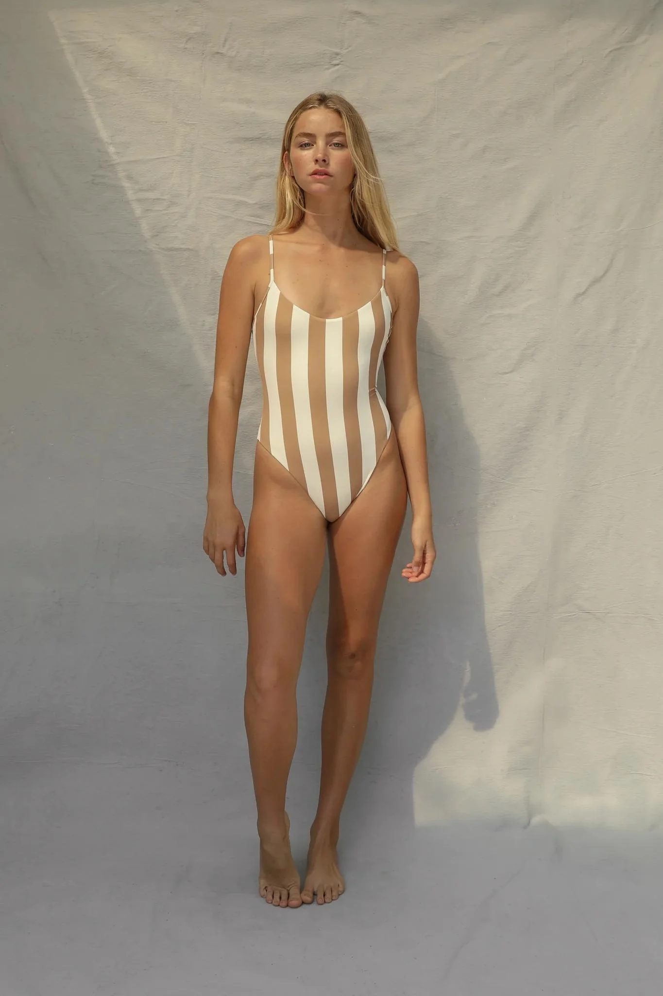 Natural Cabana Stripe High Cut One Piece