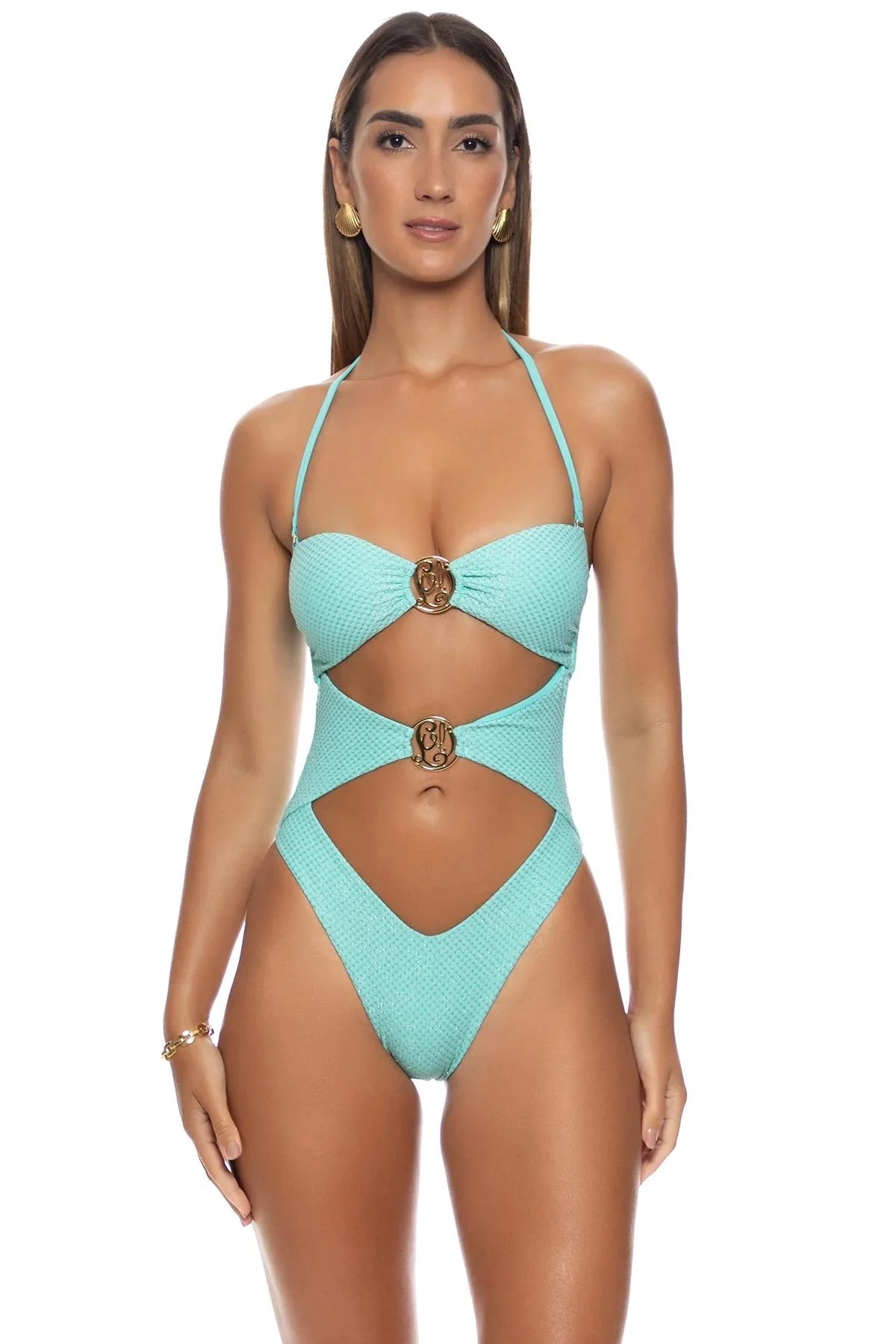 Sunkiss Glow Aqua Cut Out One Piece - Image 3