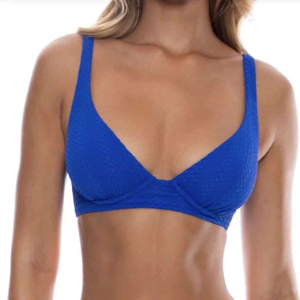 Wavy Baby Blue Underwire Plunge Top